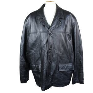 Wilsons Leather M Julian Jacket Mens XL Black Button Front Lined Heavyweight